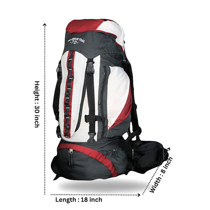 Mega Deal – 70L Hiking Bag(Aluminum Rods)  + waist Bag + Rain Coat | Save 700 with HikerMart