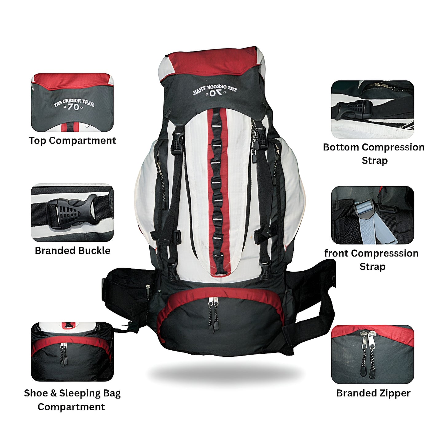 Mega Deal – 70L Hiking Bag(Aluminum Rods)  + waist Bag + Rain Coat | Save 700 with HikerMart