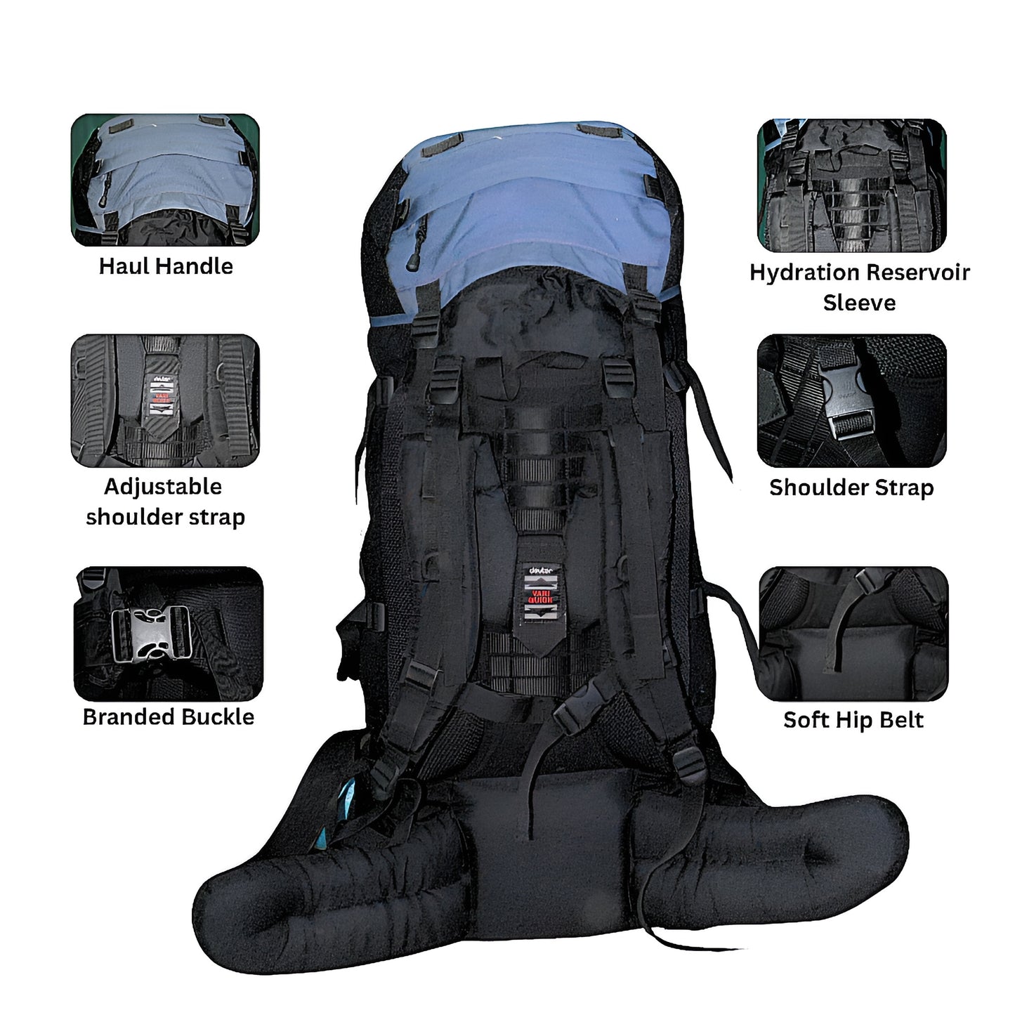 Mega Deal – 70L Hiking Bag(Aluminum Rods)  + String Bag + Rain Coat | Save 1000 with HikerMart