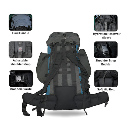 Mega Adventure Deal – 70L Hiking Bag(Aluminum Rods)  + String Bag + Rain Coat | Save 700 with HikerMart