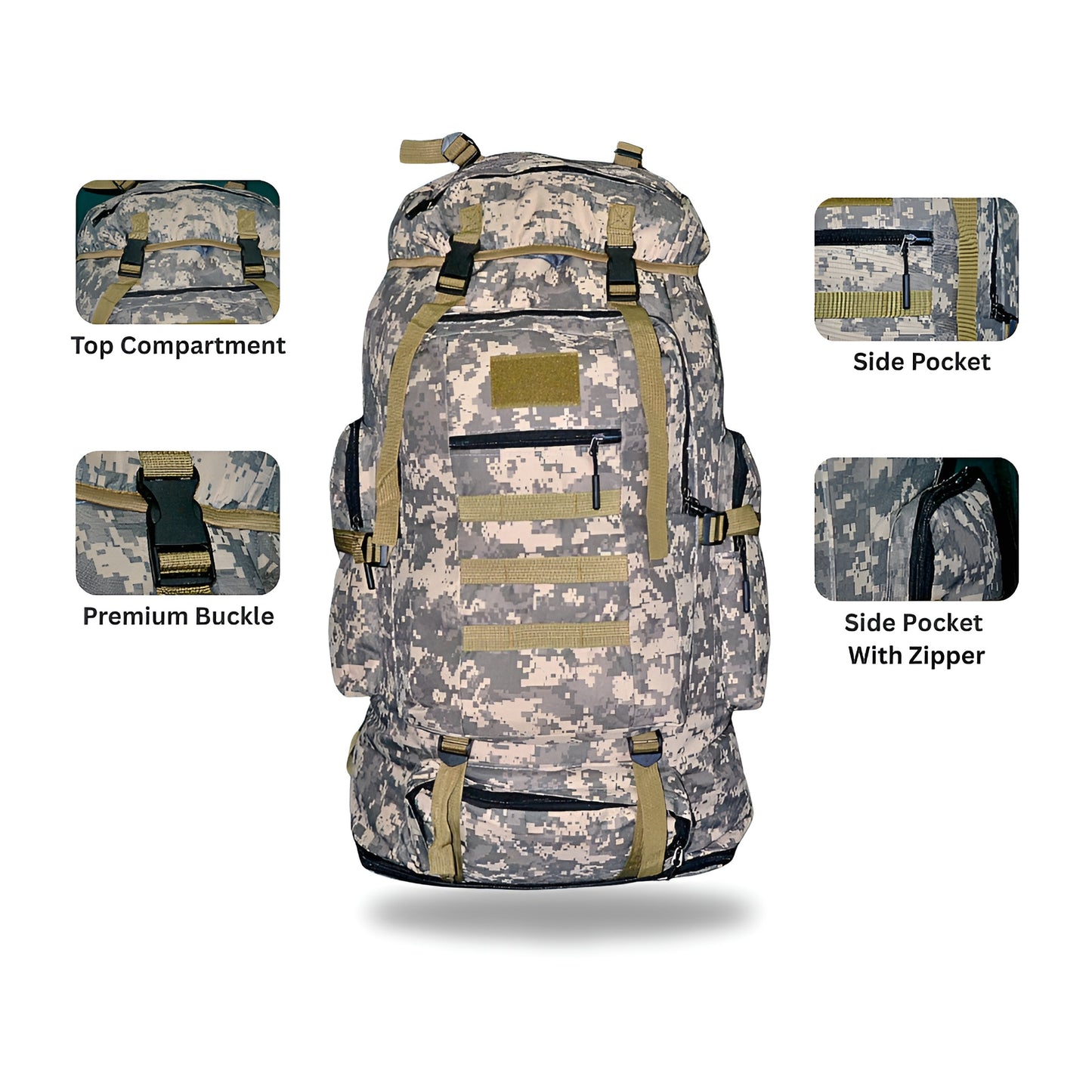 Imported Camouflage  80L Climb Bag Tactical Large Backpack for Outdoors Hiking Camping & Travel