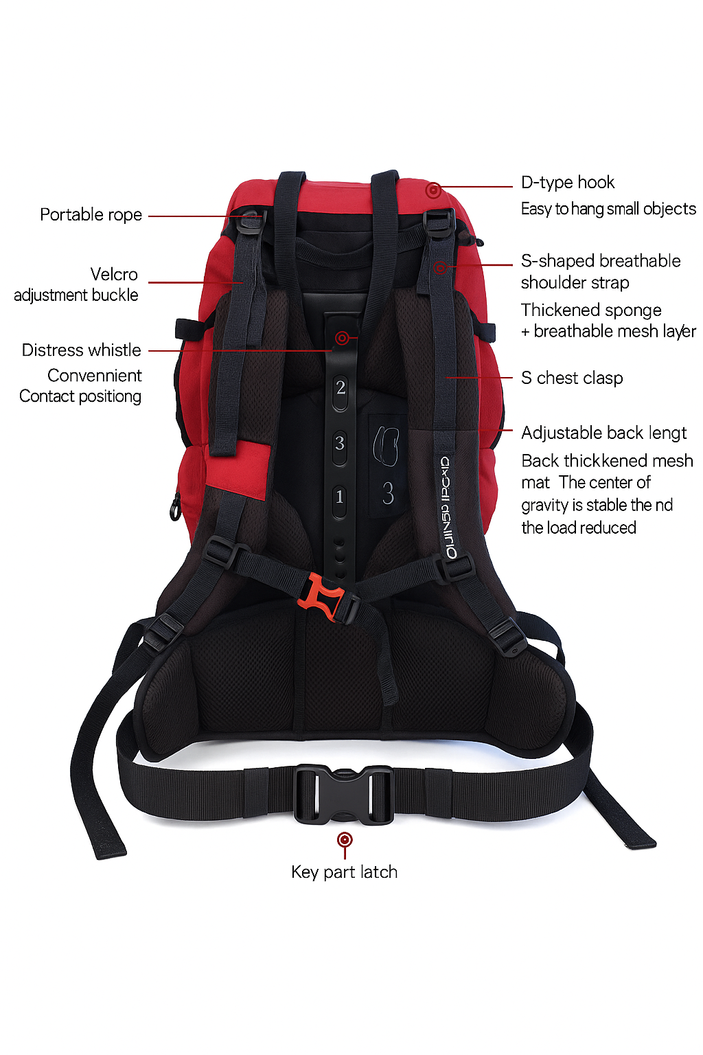 Quechua Forclaz 60L Trekking Backpack – Red/Black