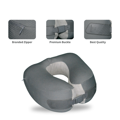 Go Travel Super Supportive Ergonomic Memory Foam Neck Pillow – Grey