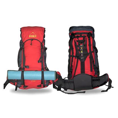 Imported McKINLEY 65L Hiking Backpack with Rain Cover and Adjustable Back Support