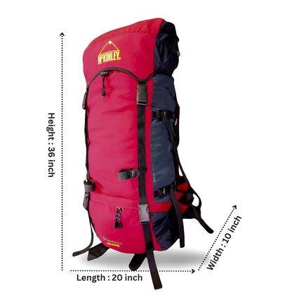 Imported McKINLEY 65L Hiking Backpack with Rain Cover and Adjustable Back Support